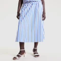 Tommy Hilfiger - Striped Poplin Midi Skirt - Skirts (Banker Stripe Ultra Blue) Striped Poplin Midi Skirt