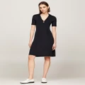 Tommy Hilfiger - Ribbed Polo Fit And Flare Sweater Dress - Dresses (Desert Sky) Ribbed Polo Fit And Flare Sweater Dress