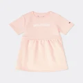 Tommy Hilfiger - Curved Monotype SS Dress Babies - Dresses (Pink Crystal) Curved Monotype SS Dress - Babies