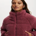 Cotton On Body Active - The Mother Puffer Cropped Sherpa Jacket - Coats & Jackets (BURGUNDY) The Mother Puffer Cropped Sherpa Jacket
