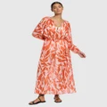 JETS - Sereno Ditsy Long Sleeve Maxi Dress - Overswim (Coral) Sereno Ditsy Long Sleeve Maxi Dress