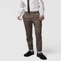 Topman - Skinny Fabric Detail Check Suit Trousers - Pants (Stone) Skinny Fabric Detail Check Suit Trousers