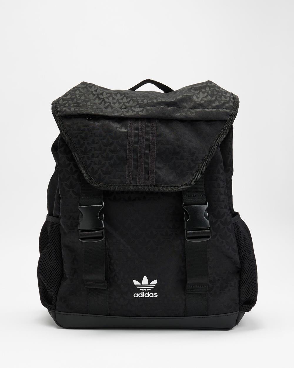 adidas Originals - Trefoil Monogram Jacquard Backpack - Backpacks (Black & White) Trefoil Monogram Jacquard Backpack