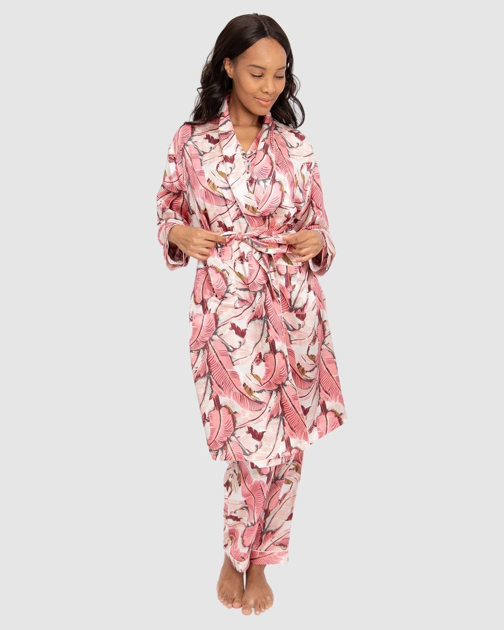 Sant And Abel - Martinique® Silk Banana Leaf Robe - Sleepwear (Pink) Martinique® Silk Banana Leaf Robe