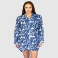 Sant And Abel - Martinique® Navy Banana Leaf Night Shirt - Sleepwear (Navy) Martinique® Navy Banana Leaf Night Shirt