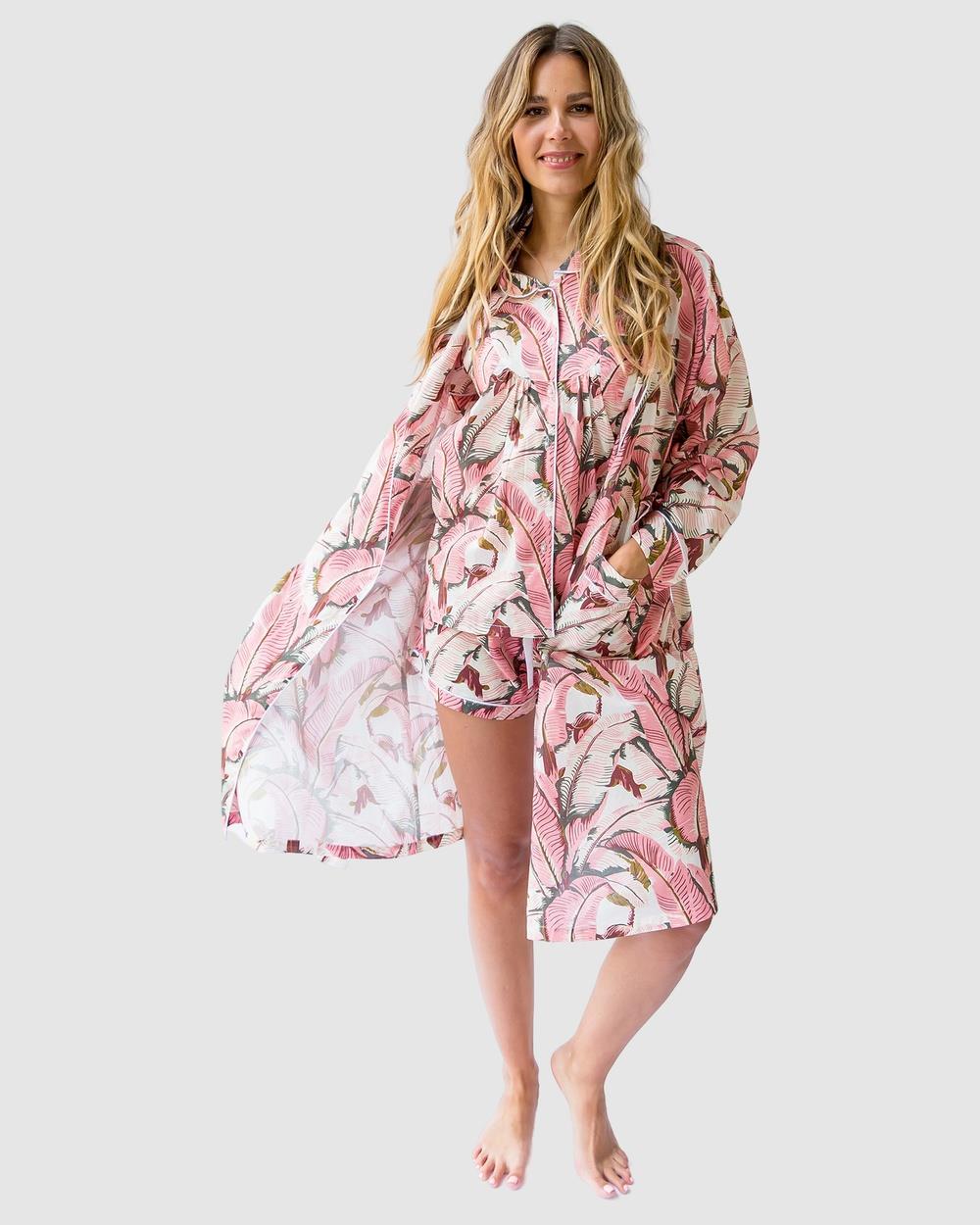 Sant And Abel - Martinique® Pink Banana Leaf Robe - Sleepwear (Pink) Martinique® Pink Banana Leaf Robe