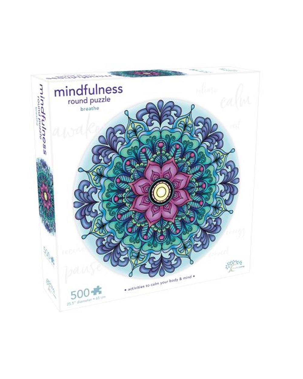 Mindful Living - 500 pc Mandala Puzzle Breathe - Puzzles (Multi) 500 pc Mandala Puzzle Breathe