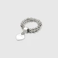 Von Treskow - 2 strand Stretchy Ring With VT Flat Heart - Jewellery (Silver) 2-strand Stretchy Ring With VT Flat Heart