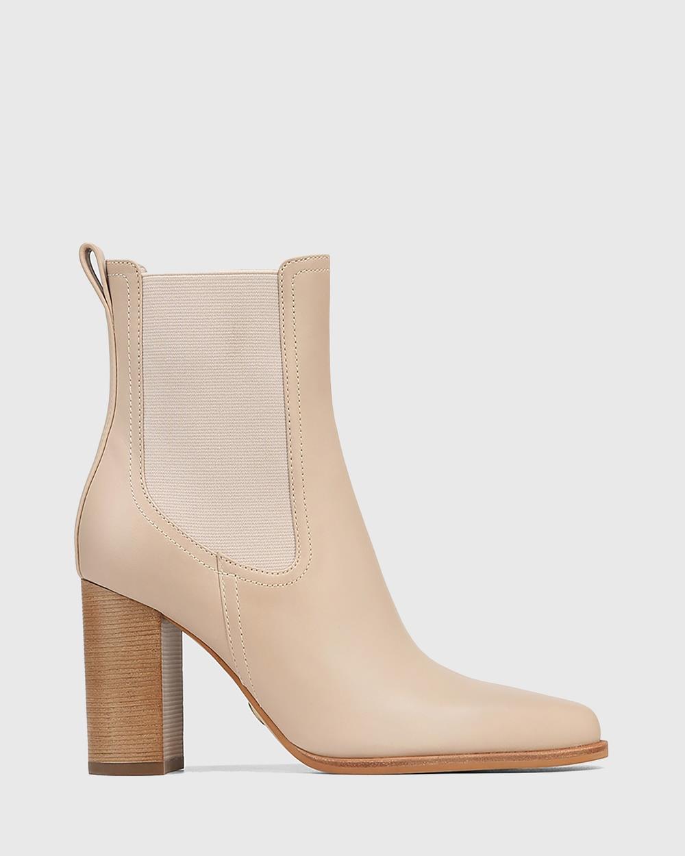 Wittner - Howie Leather Block Heel Ankle Boots - Boots (Cream) Howie Leather Block Heel Ankle Boots