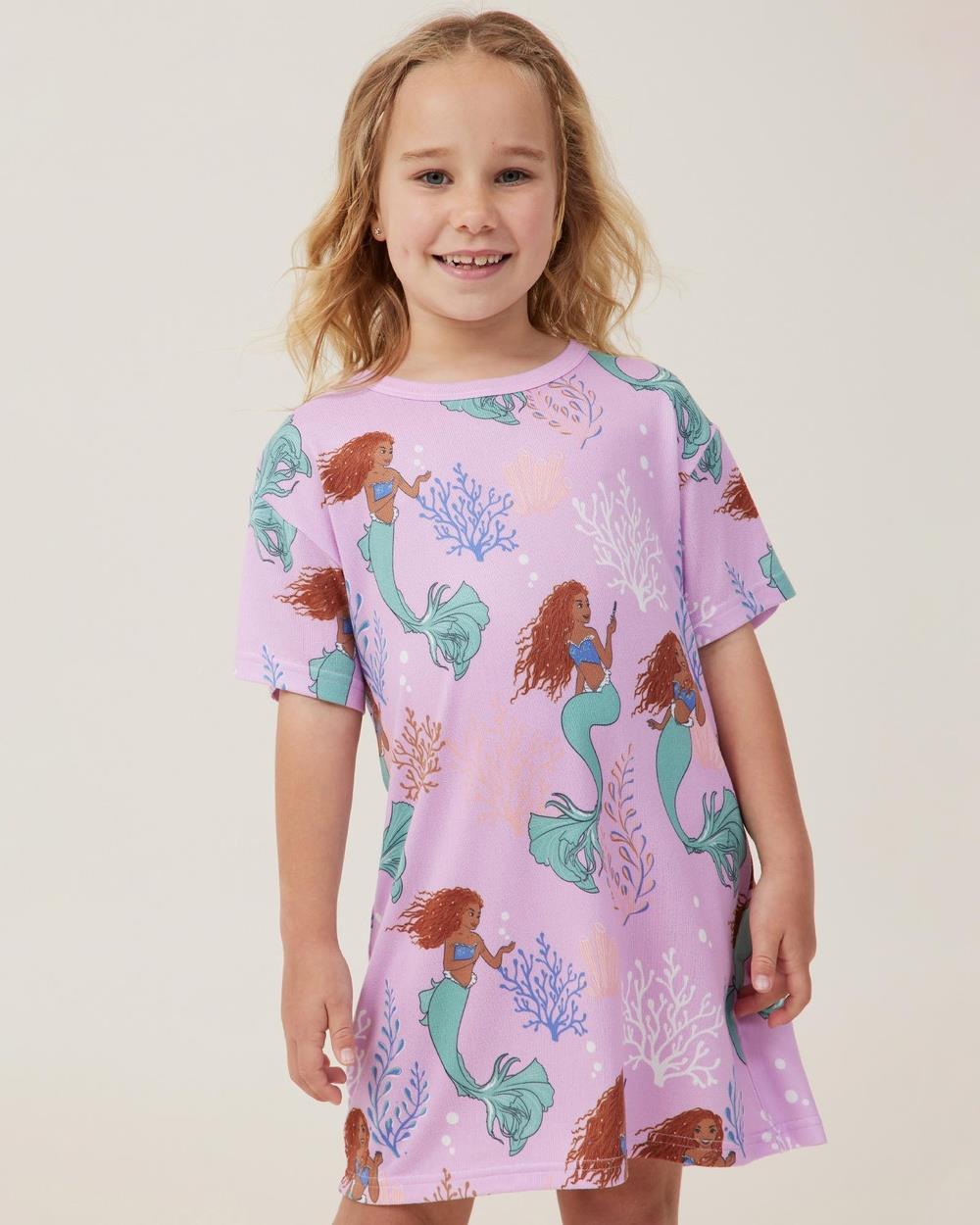 Cotton On Kids - Megan T Shirt Nightie Licensed Kids Teens - Sleepwear (Licensed Disney Pale Violet & The Little Mermaid) Megan T-Shirt Nightie Licensed - Kids-Teens