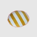 Mosey Me - Velvet Stripe Round Cushion - Home (Tawny Olive/ Pale Blue) Velvet Stripe Round Cushion