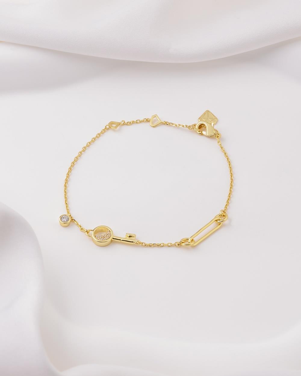 Wanderlust + Co - Crescent Key Gold Bracelet - Jewellery (Gold) Crescent Key Gold Bracelet