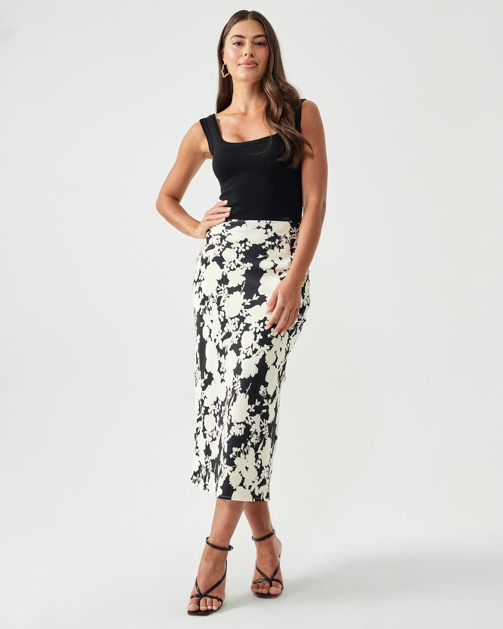 Tussah - Holly Midi Skirt - Skirts (Shadow Blooms) Holly Midi Skirt