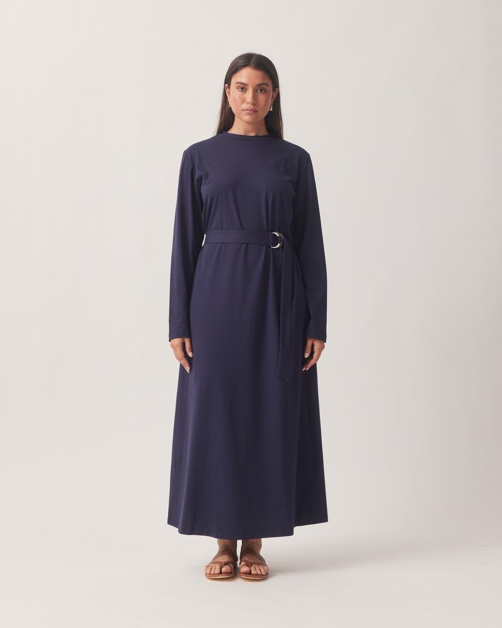 TWIICE - Day to Day Navy Cotton Jersey Maxi Dress - Dresses (Navy) Day to Day Navy Cotton Jersey Maxi Dress