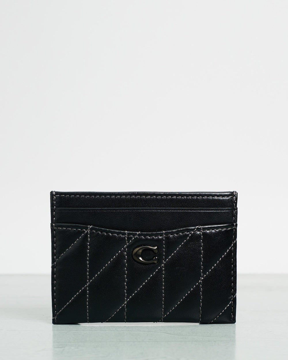 Coach - Essential Quilted Pillow Leather Flat Card Case - Wallets (Black) Essential Quilted Pillow Leather Flat Card Case