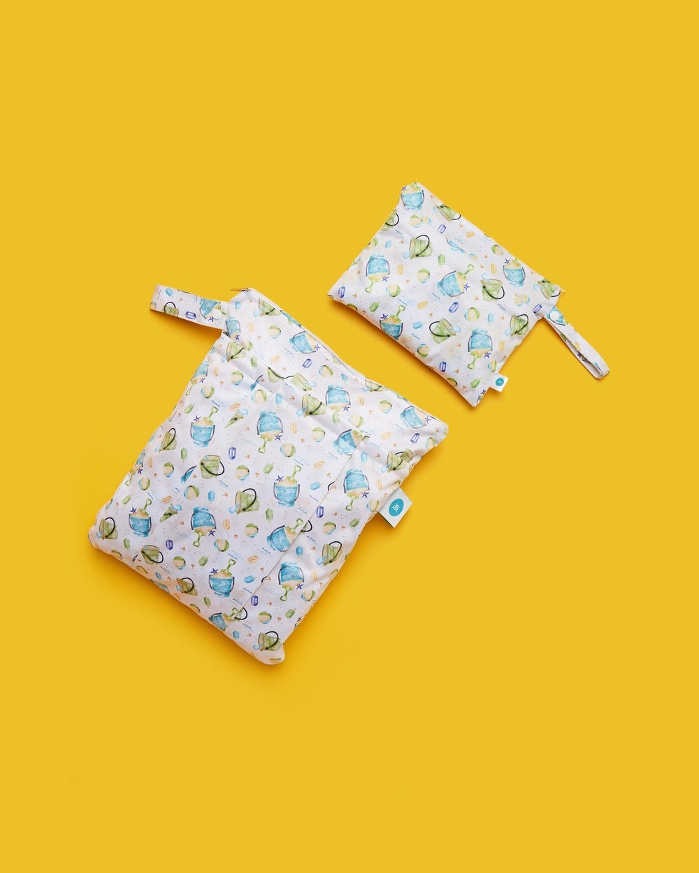 itti bitti - Large and Small Double Pocket Wetbag - Sandcastles - Nappy bags (Sandcastles) Large and Small Double Pocket Wetbag - Sandcastles