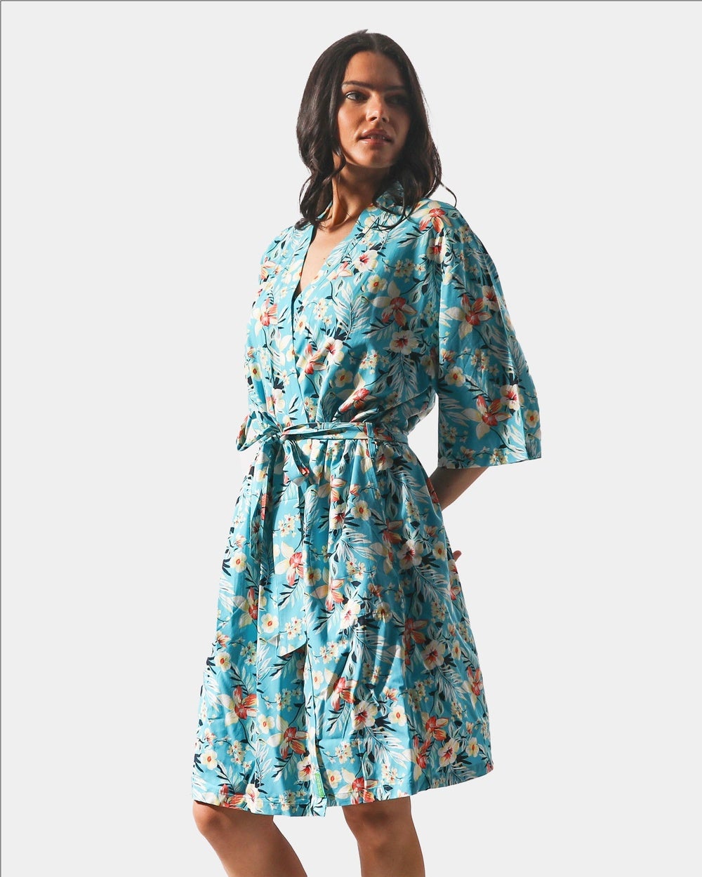 Mitch Dowd - Twilight Floral Woven Robe Blue - Sleepwear (Blue) Twilight Floral Woven Robe - Blue