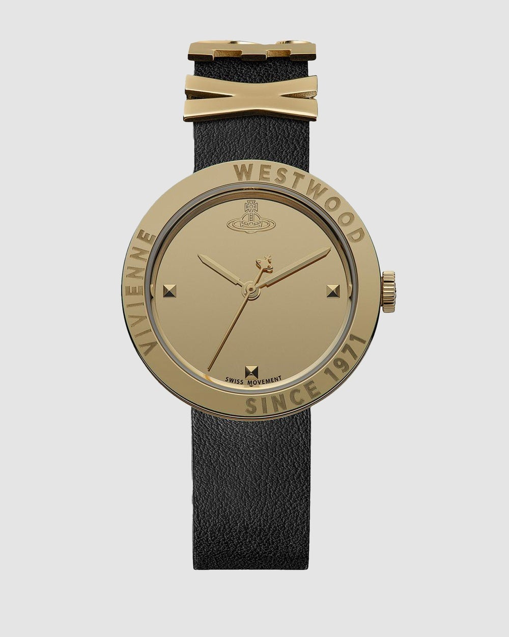 Vivienne Westwood - Vivienne Westwood Rebel Sex Gold Dial Black Leather Watch - Watches (Black Gold) Vivienne Westwood Rebel Sex Gold Dial Black Leather Watch
