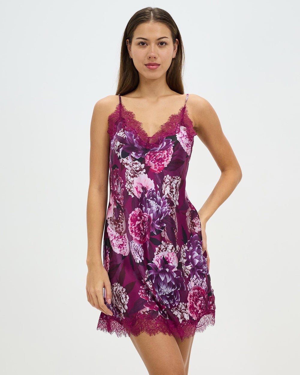 Sainted Sisters - Scarlett Silk Chemise - Sleepwear (Lorraine Plum) Scarlett Silk Chemise