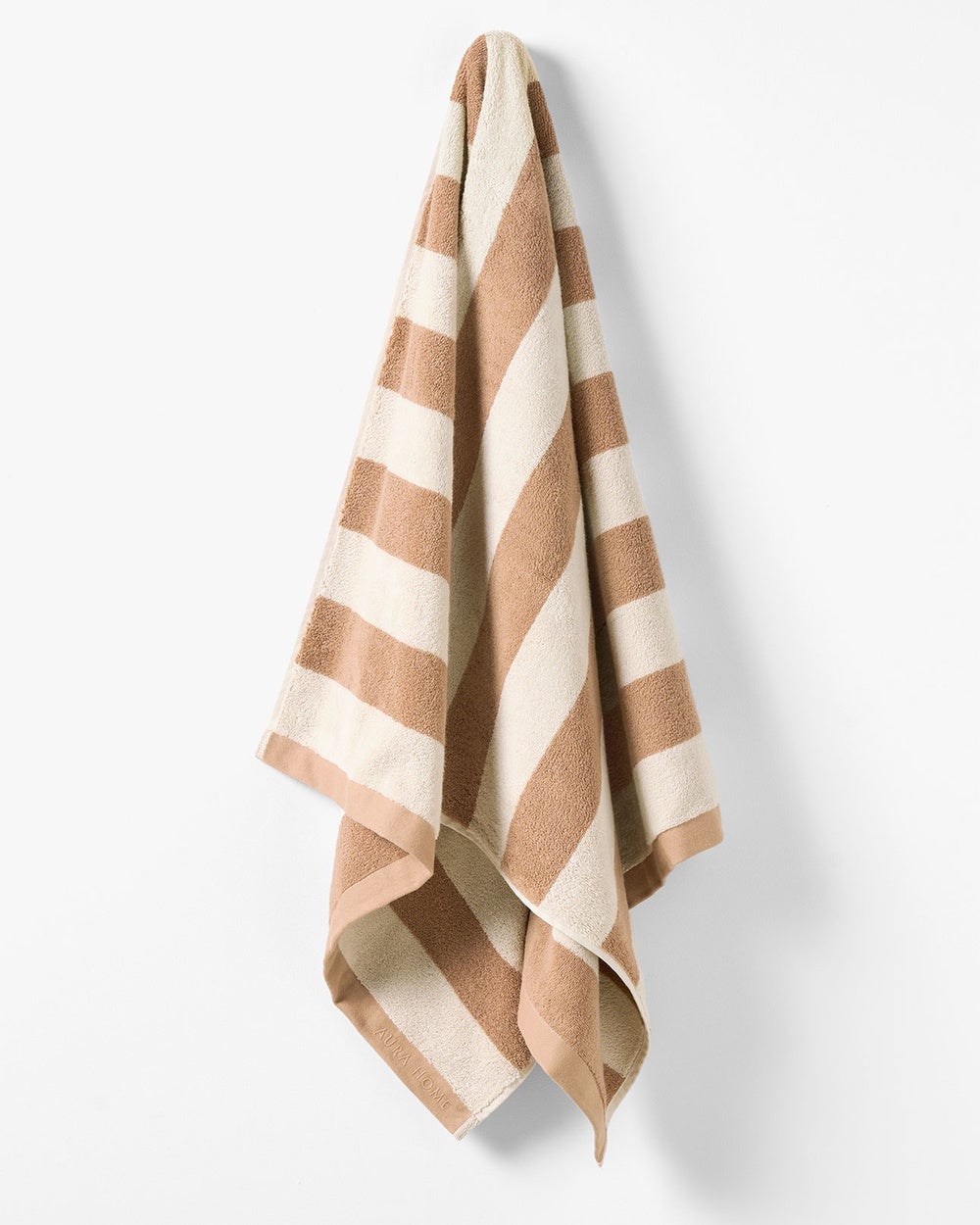 Aura Home - Riviera Stripe Bath Towel - Bathroom (Pecan) Riviera Stripe Bath Towel