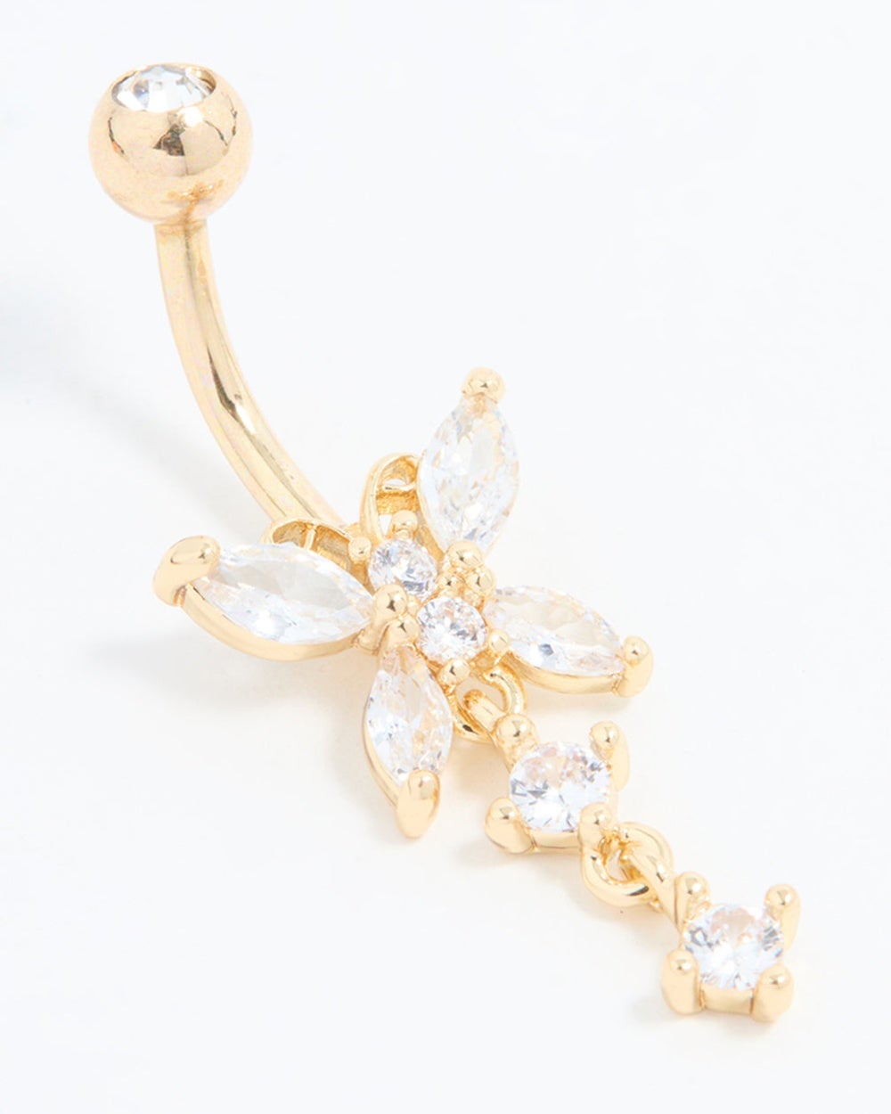 Lovisa - Gold Plated Titanium Cubic Zirconia Butterfly Belly Bar - Jewellery (N/A) Gold Plated Titanium Cubic Zirconia Butterfly Belly Bar