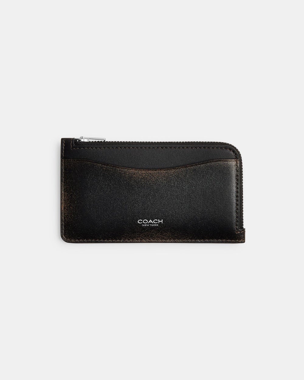 Coach - Loved Leather New York Zip Card Case - Wallets (Black Brown) Loved Leather New York Zip Card Case
