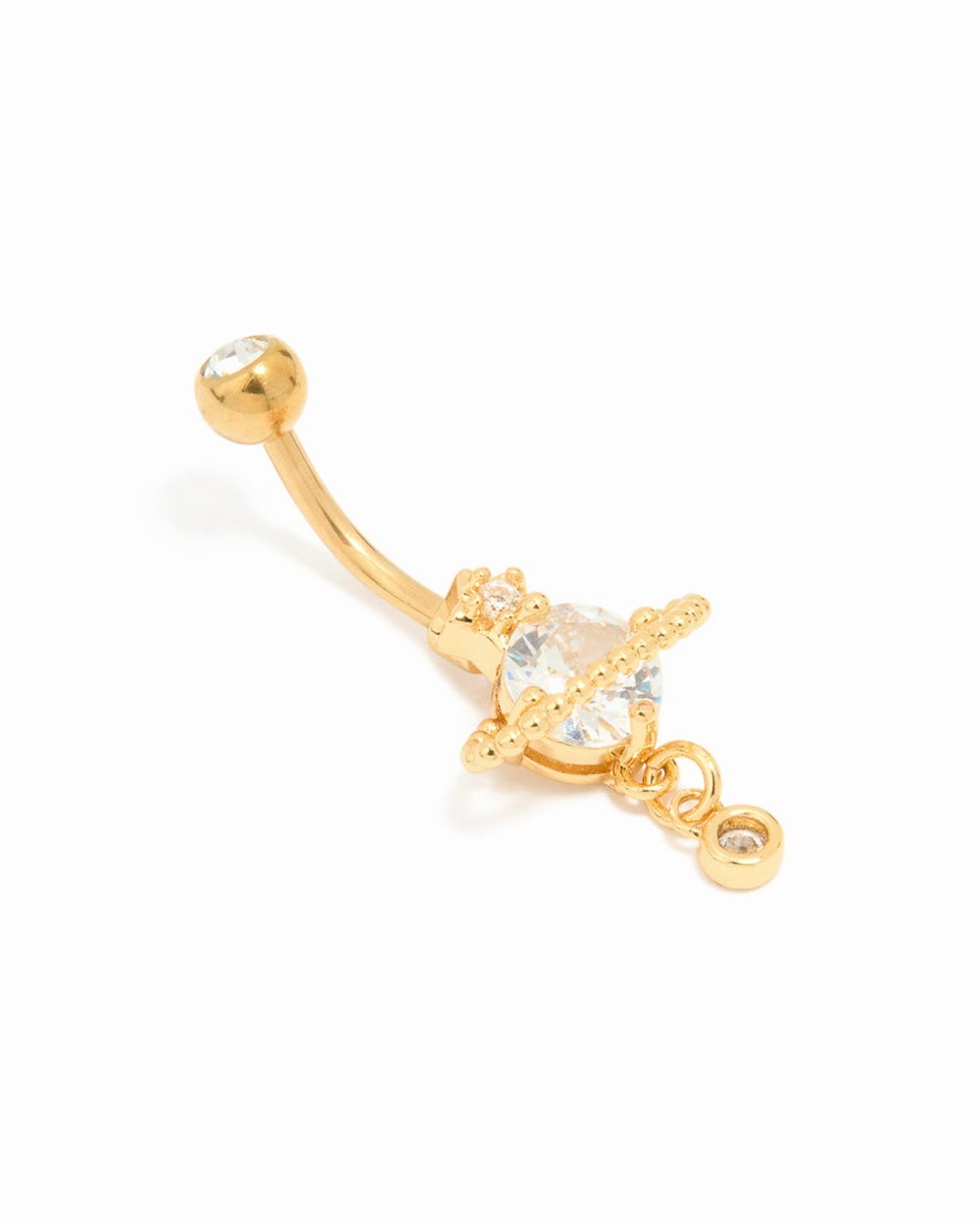 Lovisa - Gold Plated Titanium Cubic Zirconia Planet Belly Bar - Jewellery (Gold) Gold Plated Titanium Cubic Zirconia Planet Belly Bar