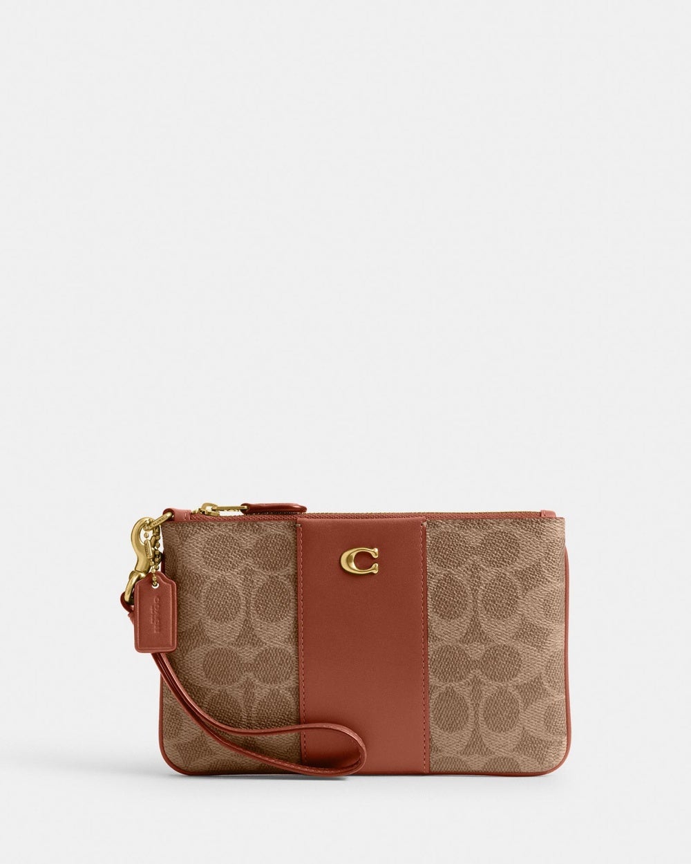 Coach - Small Wristlet In Signature Canvas - Wallets (Tan Caramel) Small Wristlet In Signature Canvas