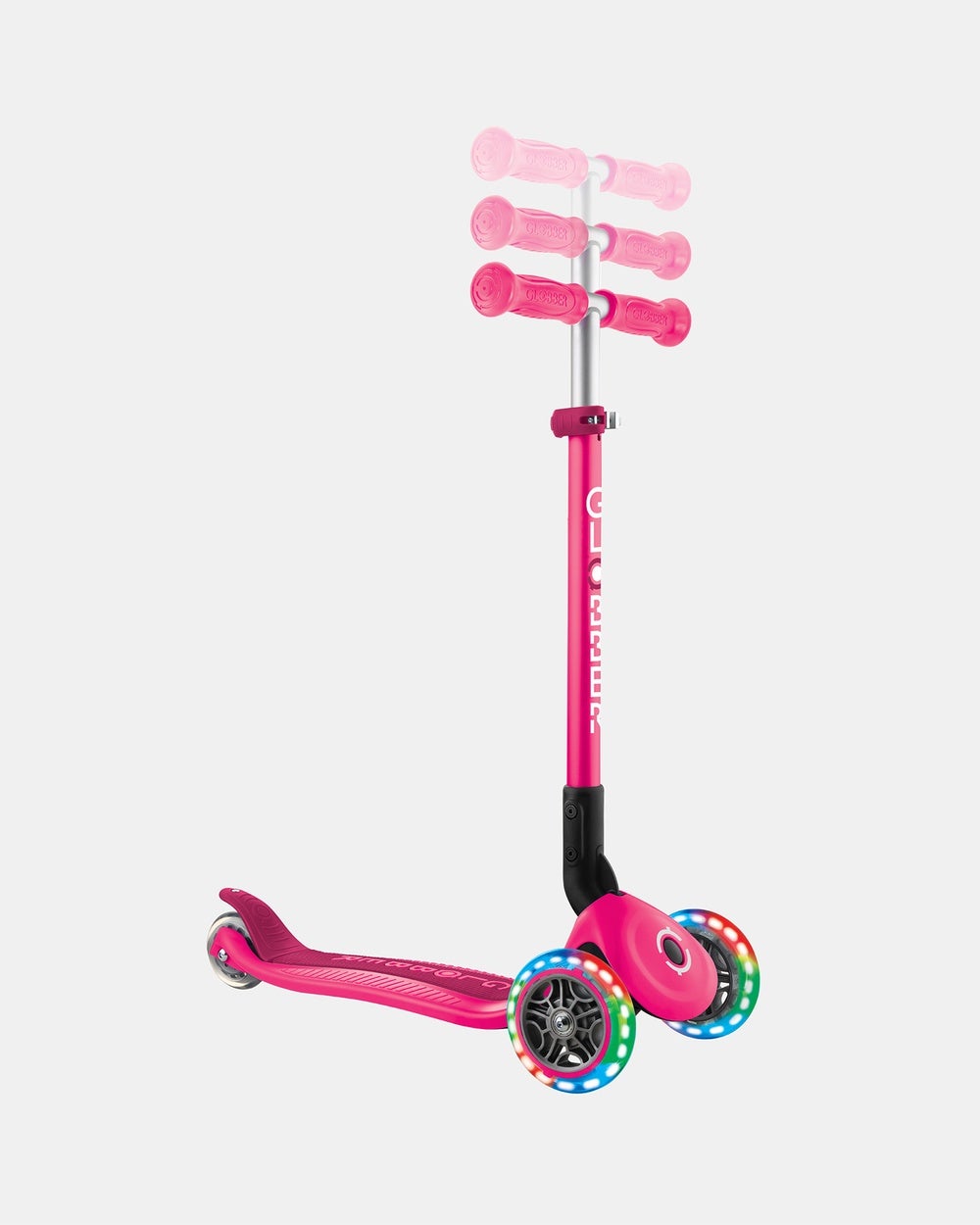 Globber - Primo Foldable Lights Scooter - Scooters (Pink) Primo Foldable Lights Scooter