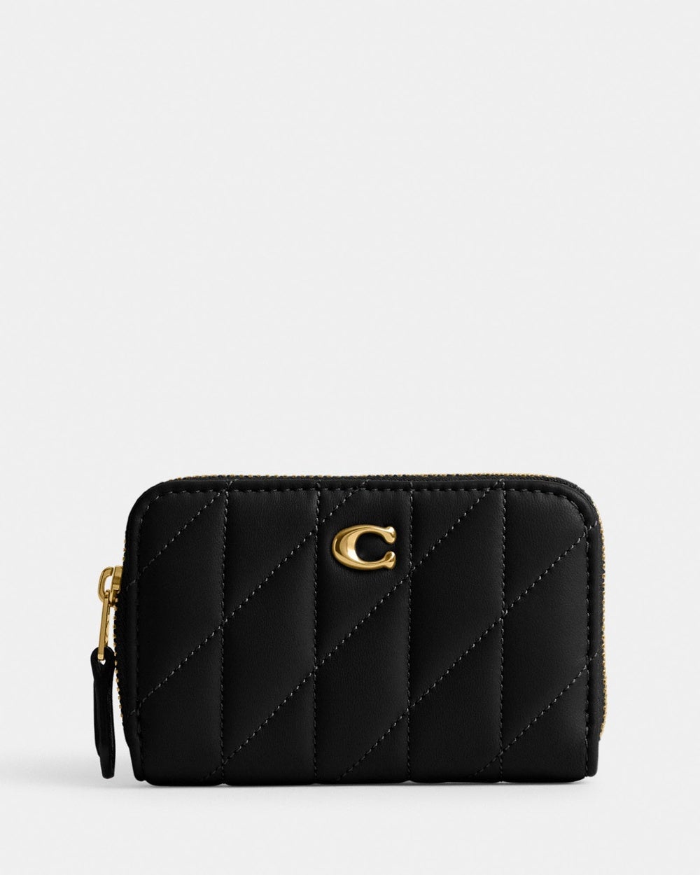 Coach - Quilted Pillow Leather Essential Small Zip Around Card Case - Wallets (Black) Quilted Pillow Leather Essential Small Zip Around Card Case