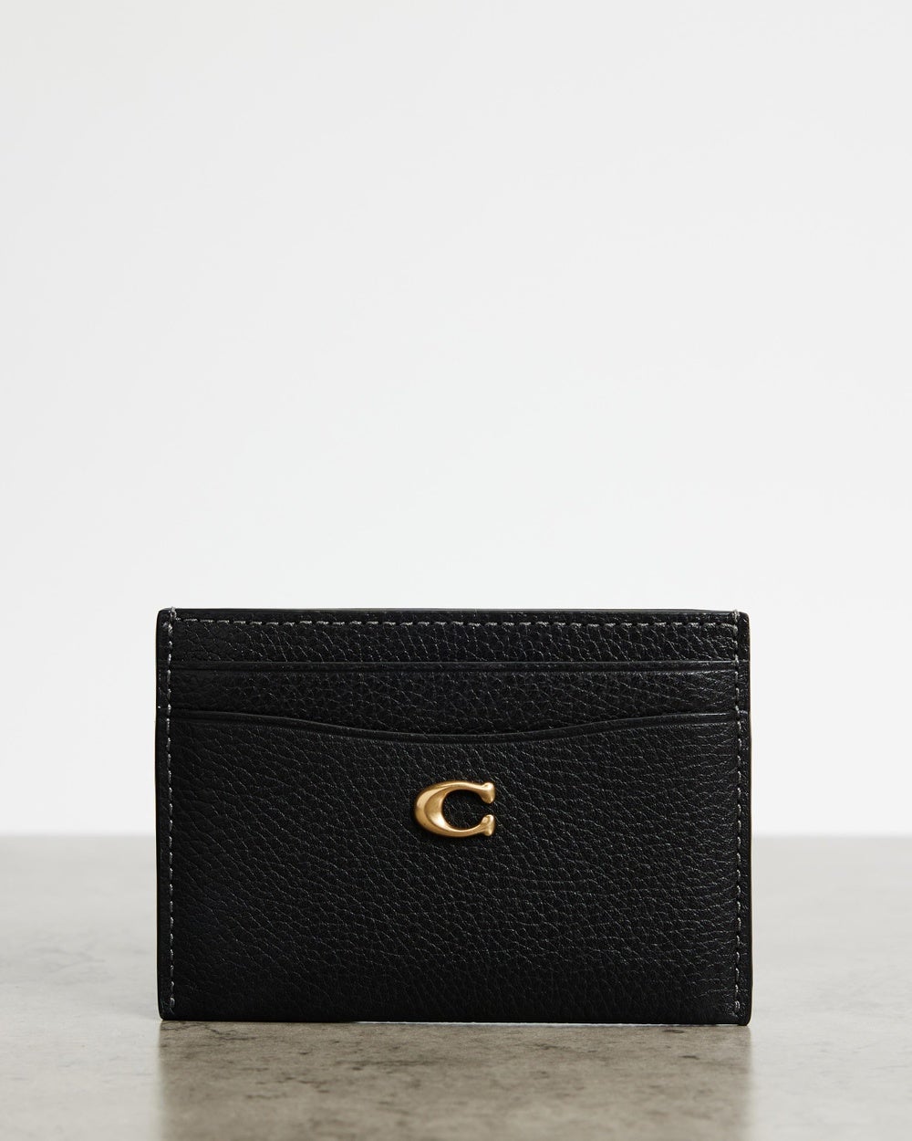 Coach - Essential Leather Flat Card Case - Wallets (Black) Essential Leather Flat Card Case