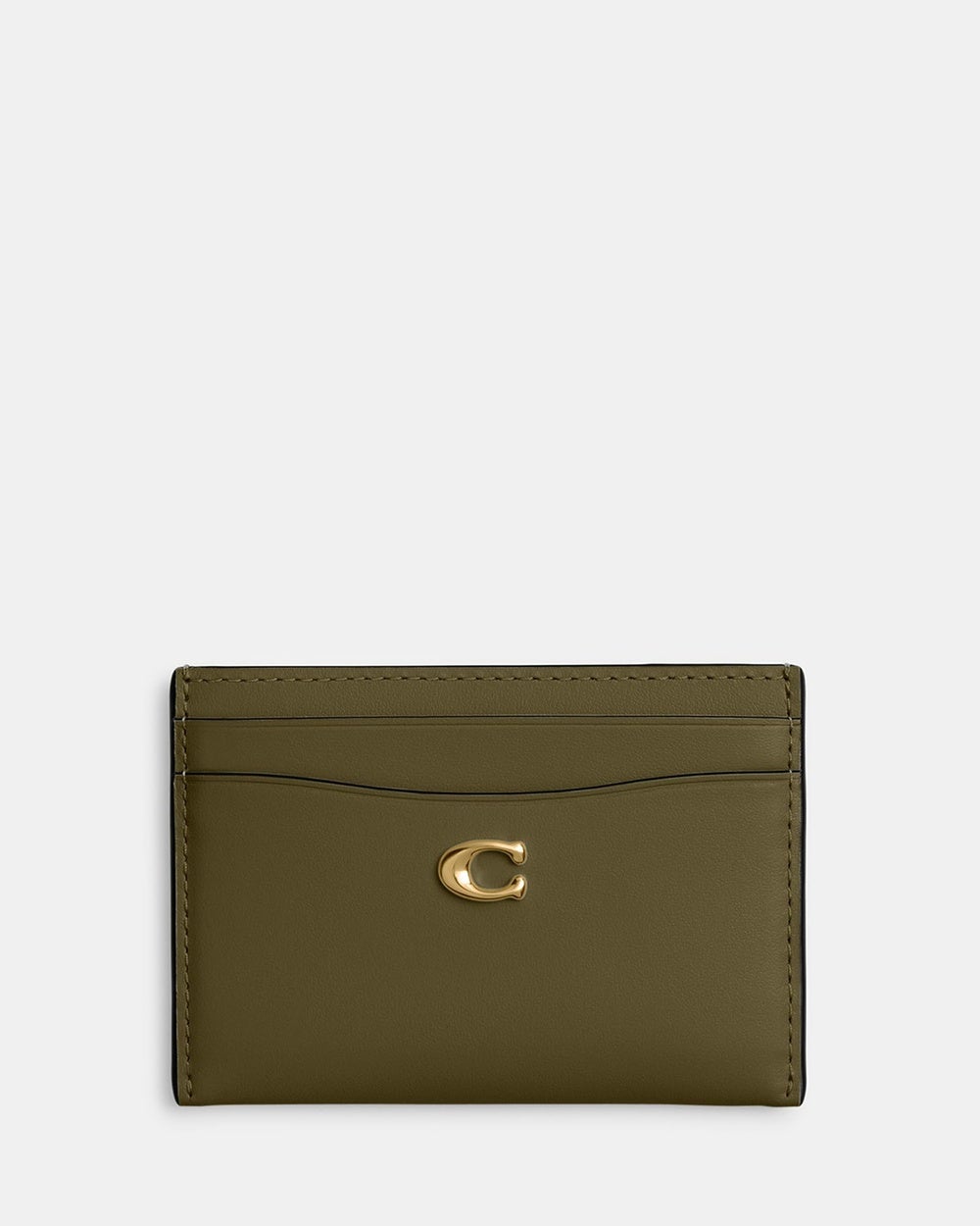 Coach - Refined Calf Leather Essential Card Case - Wallets (Olive) Refined Calf Leather Essential Card Case
