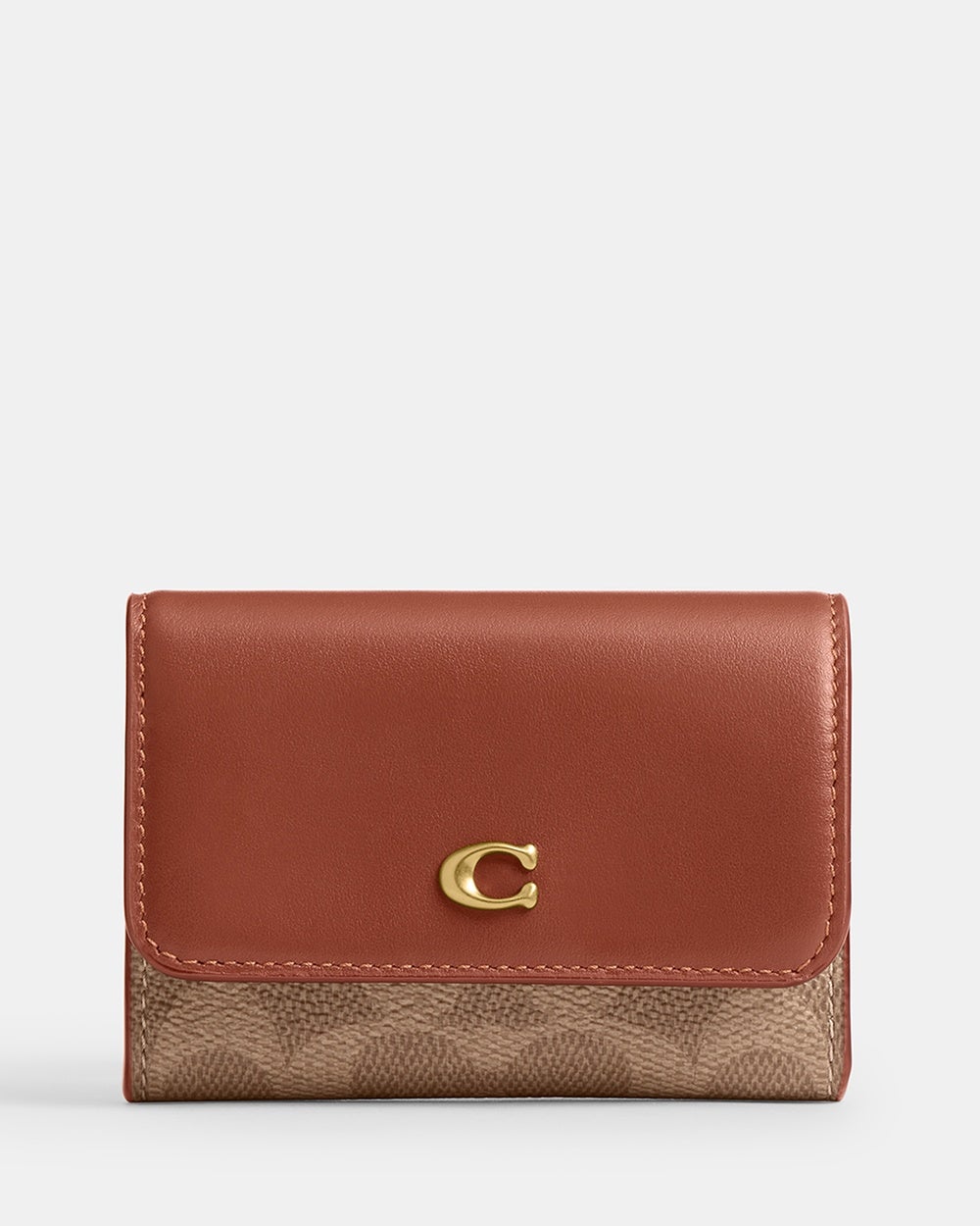 Coach - Signature Coated Canvas Essential Half Flap Card Case - Wallets (Caramel) Signature Coated Canvas Essential Half Flap Card Case