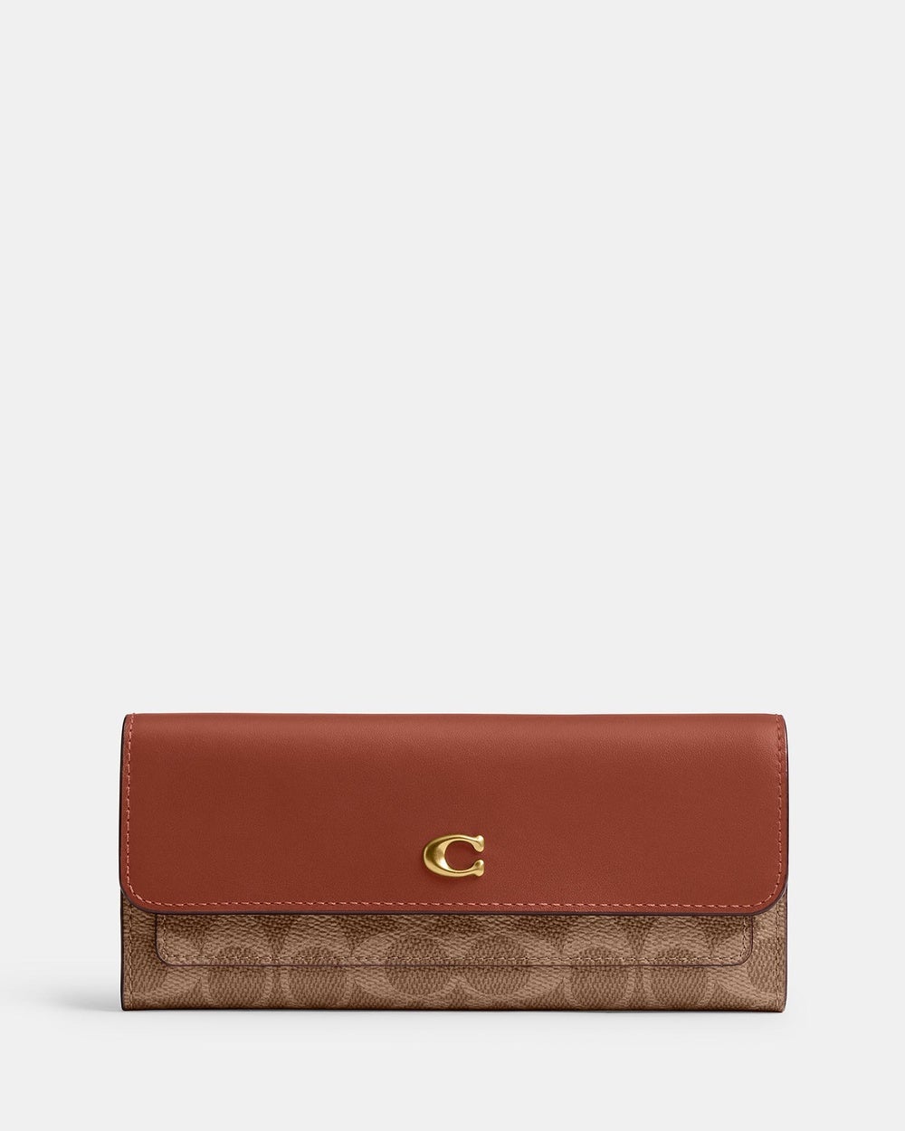 Coach - Coated Canvas Signature Essential Long Flap Wallet - Wallets (Tan Caramel) Coated Canvas Signature Essential Long Flap Wallet