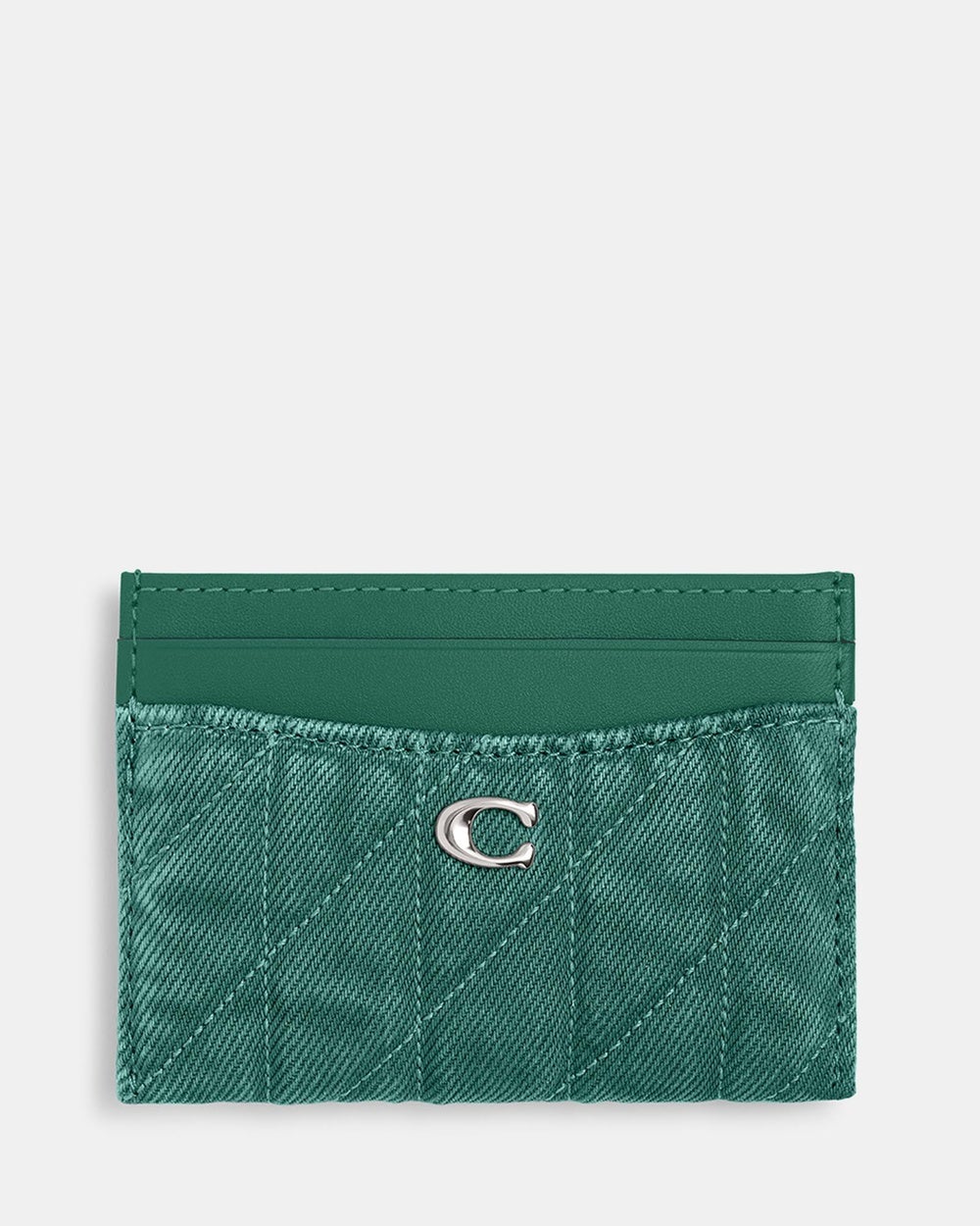 Coach - Quilted Colored Denim Essential Card Case - Wallets (Ivy) Quilted Colored Denim Essential Card Case