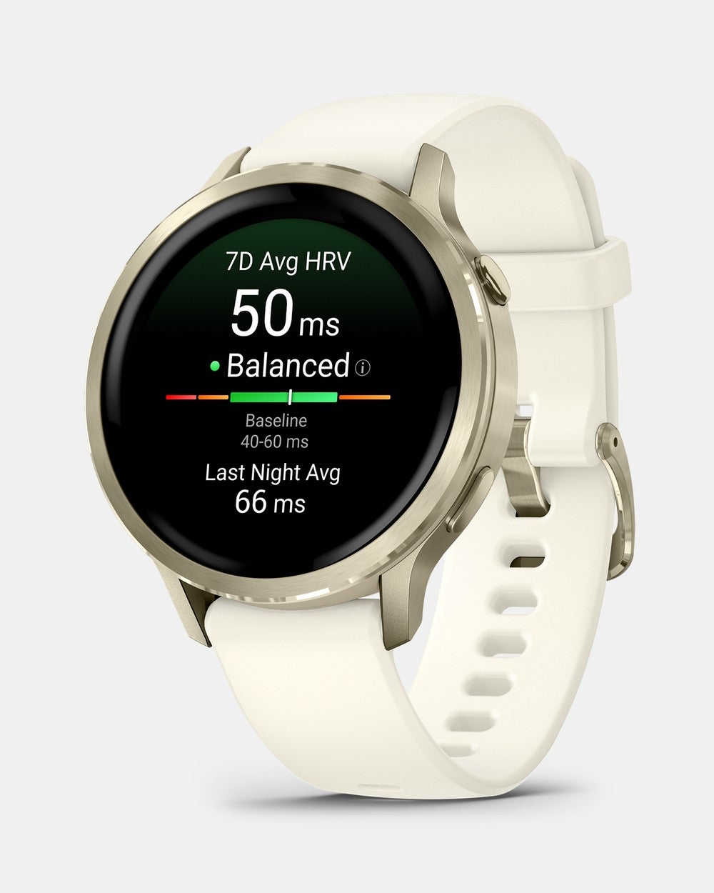 Garmin - Venu 4, 41mm, Lunar Silicone Band - Digital (Gold & Bone) Venu 4, 41mm, Lunar Silicone Band
