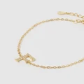 Izoa - Crystal Letter F Bracelet - Jewellery (Gold) Crystal Letter F Bracelet