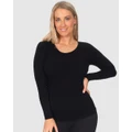 B Free Intimate Apparel - Seamless Long Sleeve Thermal Top - Base Layers (Black) Seamless Long Sleeve Thermal Top