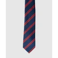 RUMI - Stripe Navy & Red Necktie - Ties (Navy) Stripe Navy & Red Necktie