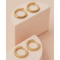 Luv Aj - Sorrento Hoop Huggie Earrings Pack - Jewellery (Gold) Sorrento Hoop Huggie Earrings Pack
