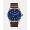 Nixon - Sentry Leather Watch - Watches (Blue & Brown) Sentry Leather Watch
