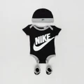 Nike - 3 Piece Onesie Set Babies - Headwear (Black) 3-Piece Onesie Set - Babies