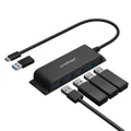 mbeat Mountable 4-Port USB-A &amp; USB-C Adapter Hub - 60cm Data Cable, USB 3.0, 2.0 High-Speed Data Port Expansion, Save Space Mounting Solution [USMB-MB-HUB-E04]