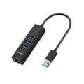Simplecom CHN420 Black Aluminium 3 Port SuperSpeed USB HUB with Gigabit Ethernet Adapter [CHN420-BLACK]