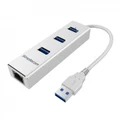 Simplecom CHN420 Silver Aluminium 3 Port SuperSpeed USB HUB with Gigabit Ethernet Adapter [CHN420-SILVER]