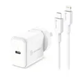 ALOGIC Combo Pack USB-C 18W Wall Charger with Power Delivery and USB-C to Lightning Cable – White [CO-C18C8PWH]