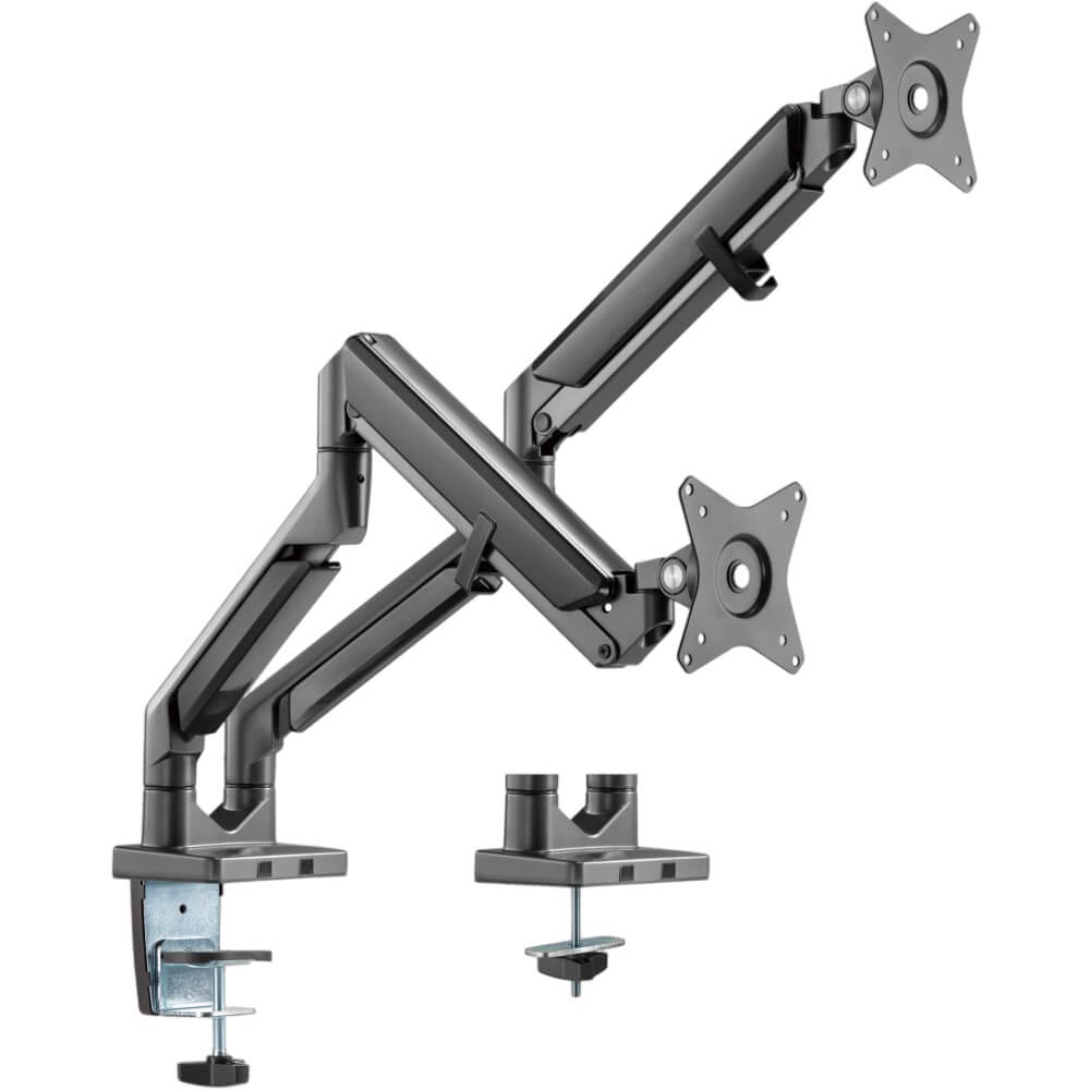 Image of Brateck LDT37-C024-SG Dual Monitor Epic Gas Spring Monitor Arm - Aluminum 17&quot;-32&quot; Monitor up to 9kg