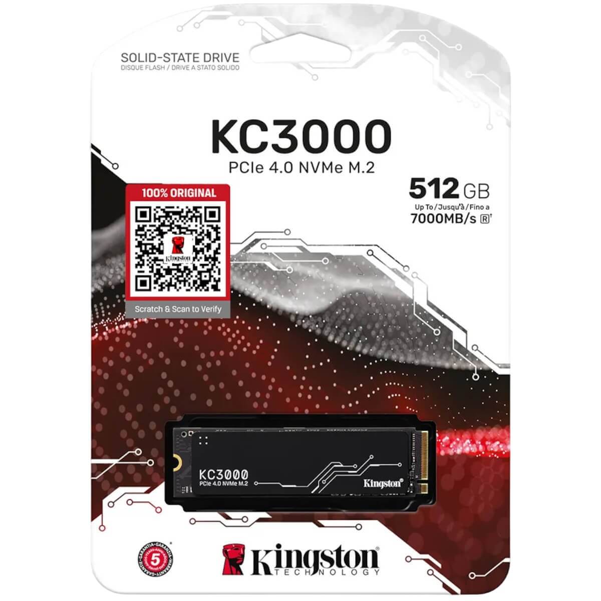 Kingston KC3000 512GB PCIe 4.0 NVMe M.2 SSD [SKC3000S/512G]
