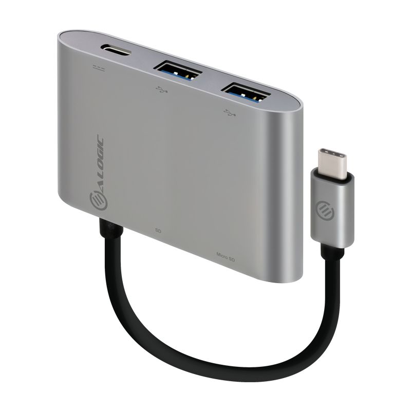 Image of Alogic USB-C MultiPort Adapter with Card Reader/2 x USB 3.0/USB-C with Power Delivery (60W) [VPLUCCR2ACH-SGR]