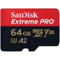 Sandisk Extreme Pro Micro SDXC SQXCY 64GB V30 U3 C10 A2 UHS-I 170MB/s R 90MB/s W 4x6 SD Adaptor [SDSQXCY-064G-GN6MA]
